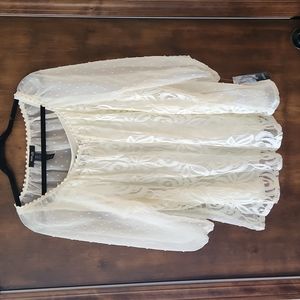 NWT | Women's Plus Sheer Blouse with cami | Lace | 3/4 Sleeve | Style & Co